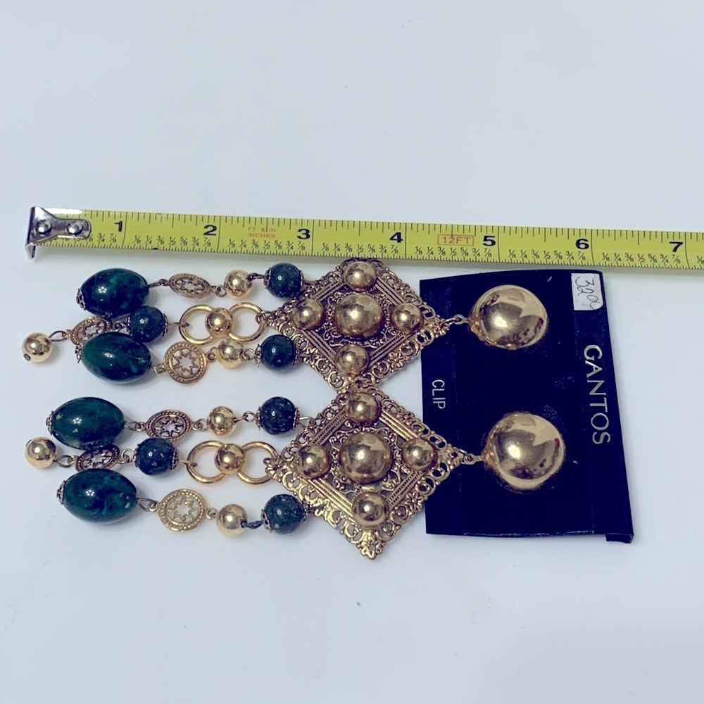 Gold dangle earrings vintage Gypsy boho - Picture 6 of 11